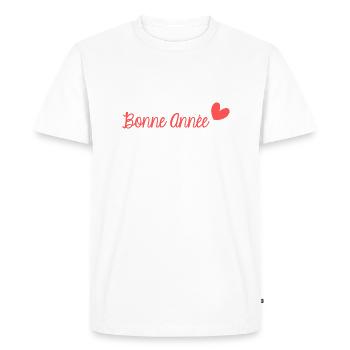 BONNE ANNEE. SAINT SYLVESTRE. NOUVELLE ANNÉE. - T-shirt Premium bio Homme - blanc - Devant - Nico (187cm)
