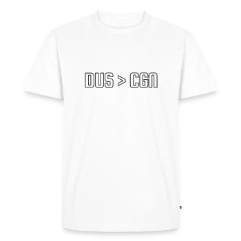 Düsseldorf > Cologne - T-shirt Premium bio Homme - blanc - Devant - Nico (187cm)