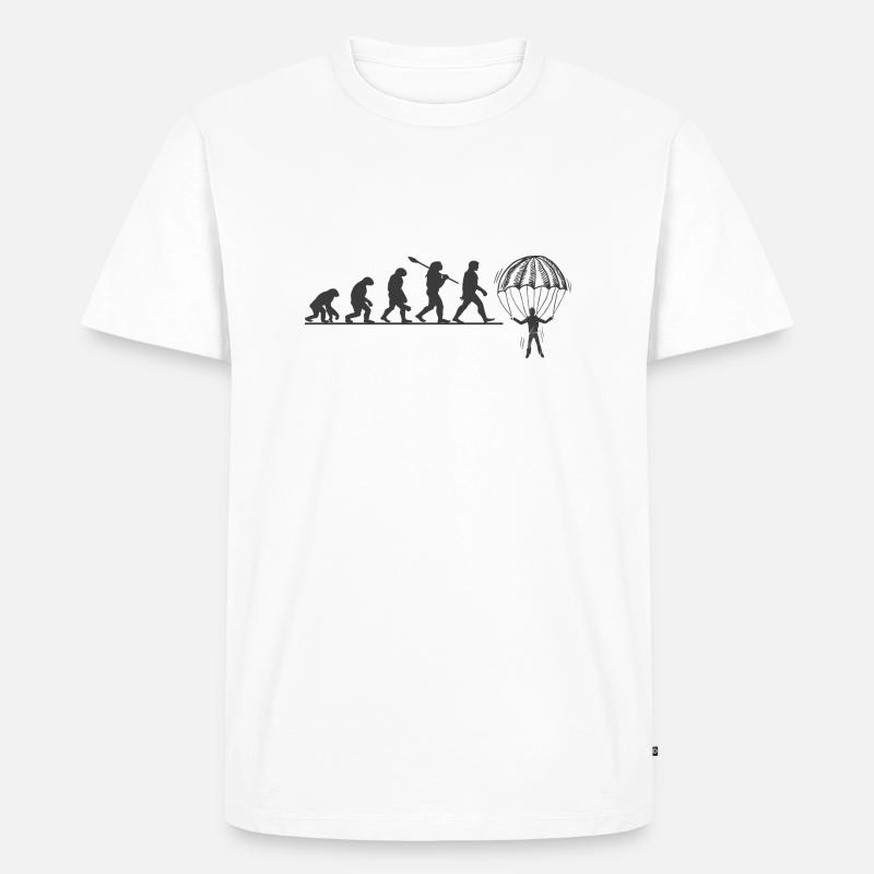 Evolution Fallschirm - Männer Premium Bio T-Shirt - Weiß