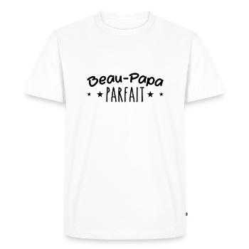 Cadeau Beau Père - Cadeau Beau Papa -Meilleur père - T-shirt Premium bio Homme - blanc - Devant - Nico (187cm)