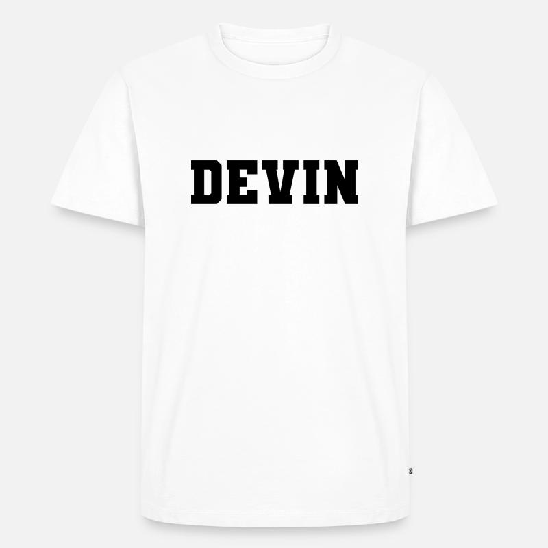 Name - Devin - Männer Premium Bio T-Shirt - Weiß