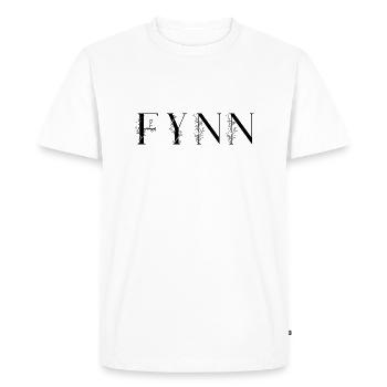 Name - Fynn - Men's Premium Organic T-Shirt - white - Front - Nico (187cm)