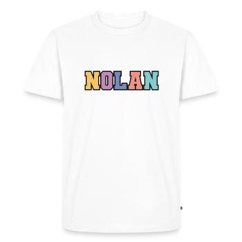 Name - Nolan - Men's Premium Organic T-Shirt - white - Front - Nico (187cm)