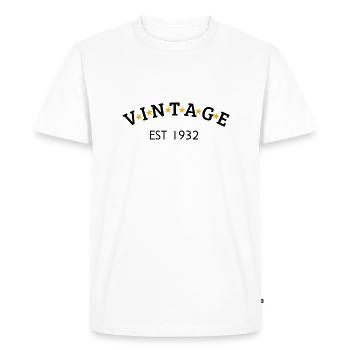 Vintage is 1932 - Men's Premium Organic T-Shirt - white - Front - Nico (187cm)