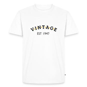 Vintage is 1947 - Men's Premium Organic T-Shirt - white - Front - Nico (187cm)