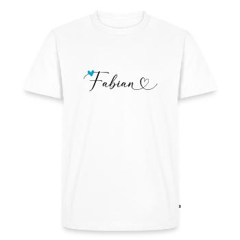 Fabian Surname First name Calligraphy Heart - Men's Premium Organic T-Shirt - white - Front - Nico (187cm)