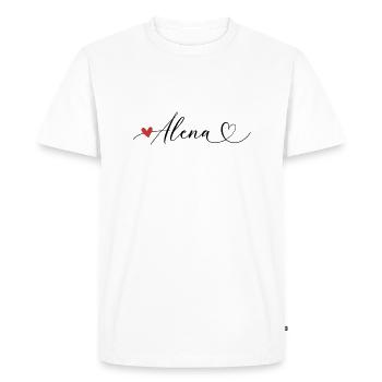 Alena Last name First name Calligraphy heart - Men's Premium Organic T-Shirt - white - Front - Nico (187cm)