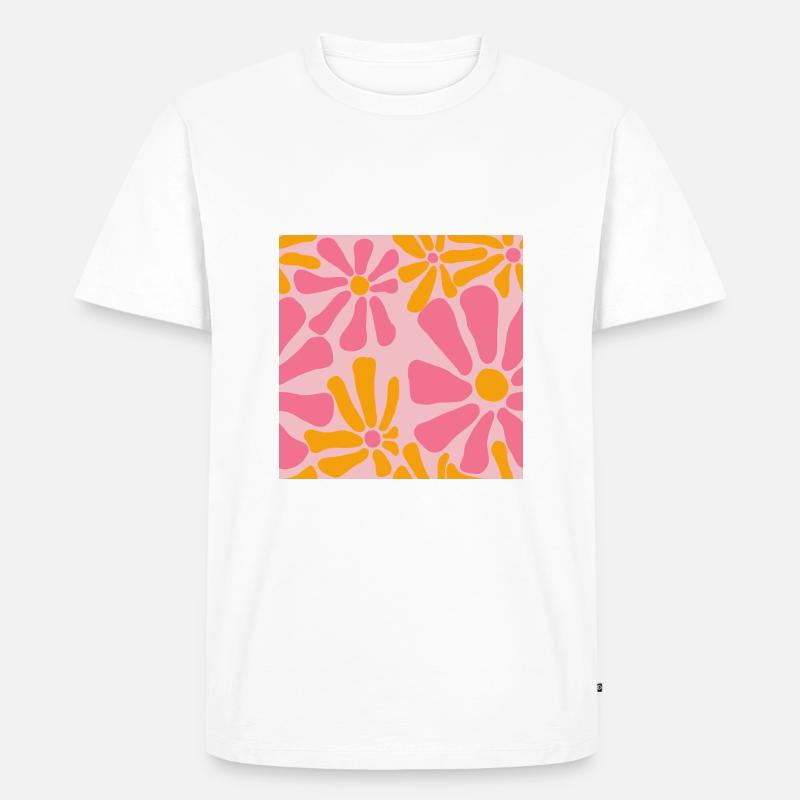 Blumen Muster Abstrakt - Männer Premium Bio T-Shirt - Weiß