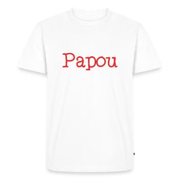 PAPOU. PAPA. FÊTE DES PÈRES. BONNE FÊTE PAPA - T-shirt Premium bio Homme - blanc - Devant - Nico (187cm)