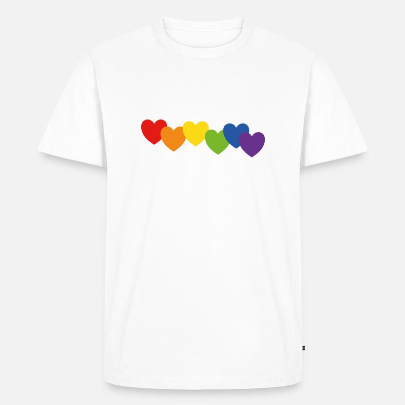 Herzen Regenbogenfarben - Männer Premium Bio T-Shirt - Weiß
