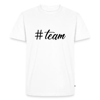 hashtag # team - T-shirt Premium bio Homme - blanc - Devant - Nico (187cm)