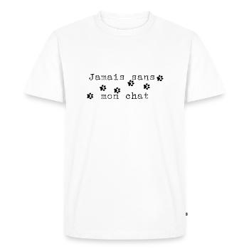 Jamais sans mon chat - T-shirt Premium bio Homme - blanc - Devant - Nico (187cm)
