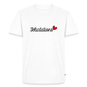 CONGRATULATIONS. WELL DONE. BIRTH. ANNIVERSARY. Ferry - Men's Premium Organic T-Shirt - white - Front - Nico (187cm)