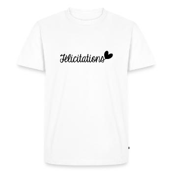 CONGRATULATIONS. WELL DONE. BIRTH. ANNIVERSARY. Ferry - Men's Premium Organic T-Shirt - white - Front - Nico (187cm)
