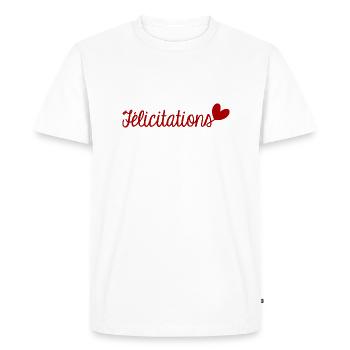 CONGRATULATIONS. WELL DONE. BIRTH. ANNIVERSARY. Ferry - Men's Premium Organic T-Shirt - white - Front - Nico (187cm)