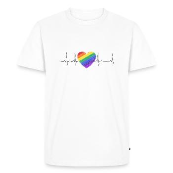 Palpitations cardiaques Diversité arc-en-ciel cardiaque - T-shirt Premium bio Homme - blanc - Devant - Nico (187cm)