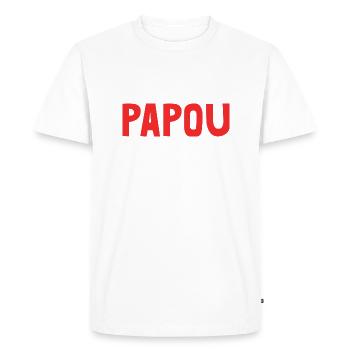 PAPOU. PAPA. FÊTE DES PÈRES. BONNE FÊTE PAPA - T-shirt Premium bio Homme - blanc - Devant - Nico (187cm)