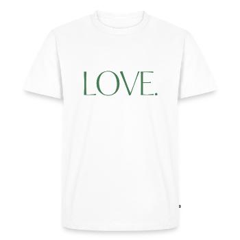 AMOUR. Une chemise, un mot. - T-shirt Premium bio Homme - blanc - Devant - Nico (187cm)