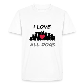 J'aime tous les chiens, chien, coeur - T-shirt Premium bio Homme - blanc - Devant - Nico (187cm)