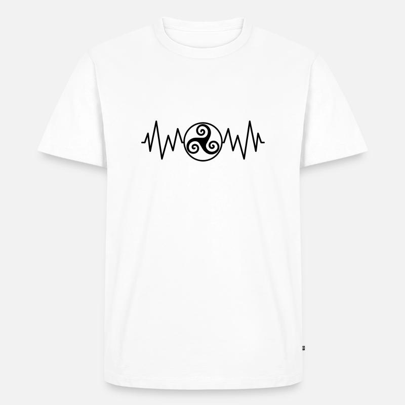 Triskel Herzfrequenz - Männer Premium Bio T-Shirt - Weiß