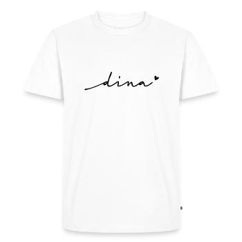 Nom cursif Dina - T-shirt Premium bio Homme - blanc - Devant - Nico (187cm)