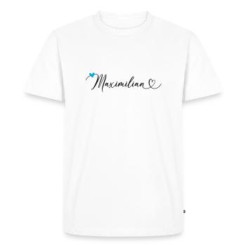 Maximilian Last name First name Calligraphy heart - Men's Premium Organic T-Shirt - white - Front - Nico (187cm)