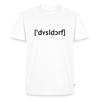 Dusseldorf écrit fort - T-shirt Premium bio Homme - blanc - Devant - Nico (187cm)