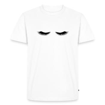 Wimpern - Männer Premium Bio T-Shirt - Weiß - Vorne - Nico (187cm)