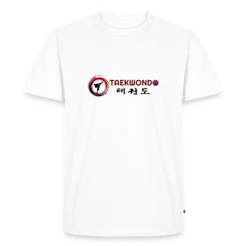 J’adore le Taekwondo, le Tae kwon do, le Taekwondo Hoodies - T-shirt Premium bio Homme - blanc - Devant - Nico (187cm)