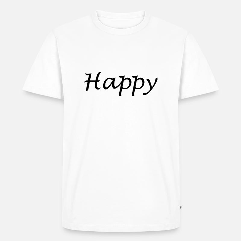 Happy - Männer Premium Bio T-Shirt - Weiß