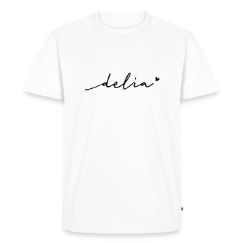 Nom cursif de Delia - T-shirt Premium bio Homme - blanc - Devant - Nico (187cm)