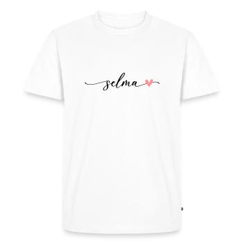 Police de calligraphie de nom Selma - T-shirt Premium bio Homme - blanc - Devant - Nico (187cm)