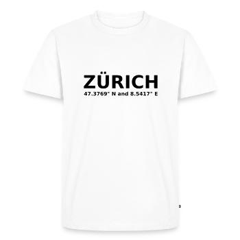 Zürich - mit Geo Koordinaten Waagrecht - Männer Premium Bio T-Shirt - Weiß - Vorne - Nico (187cm)
