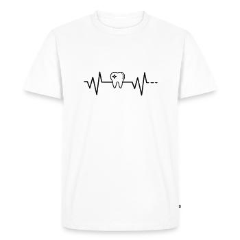 Battement de coeur dent, docteur, dentiste, médecine, dents - T-shirt Premium bio Homme - blanc - Devant - Nico (187cm)