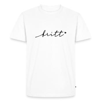 Nom cursif Britt - T-shirt Premium bio Homme - blanc - Devant - Nico (187cm)