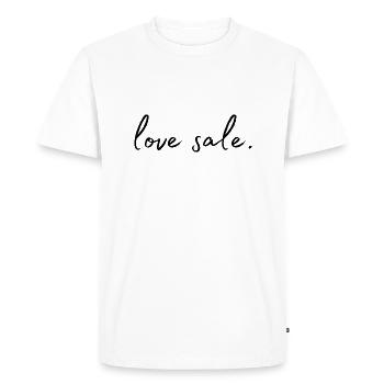 Vente d’amour. Chère vente. - T-shirt Premium bio Homme - blanc - Devant - Nico (187cm)