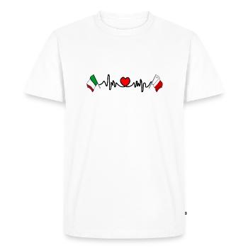 Cardio Heart with Flag Italy, Malta - Men's Premium Organic T-Shirt - white - Front - Nico (187cm)