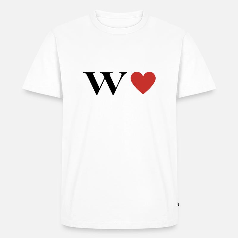 Buchstabe w Rotes Herz - Männer Premium Bio T-Shirt - Weiß