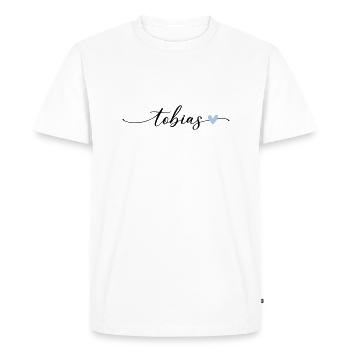 Tobias Nom Calligraphie Police - T-shirt Premium bio Homme - blanc - Devant - Nico (187cm)