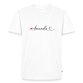 Amanda Last name First name Calligraphy heart - Men's Premium Organic T-Shirt - white - Front - Nico (187cm)