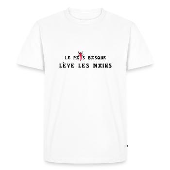Le pays basque lève les mains - horizontal - T-shirt Premium bio Homme - blanc - Devant - Nico (187cm)