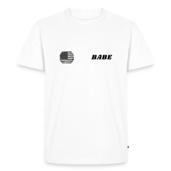 Étoiles vintage, rayures et bébé - T-shirt Premium bio Homme - blanc - Devant - Nico (187cm)