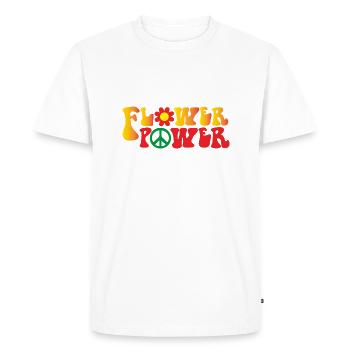 Peace World Peace Flower Power Gift 70s Love - Men's Premium Organic T-Shirt - white - Front - Nico (187cm)