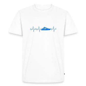 Heartbeat Motorboat Boat Captain ship puls - Men's Premium Organic T-Shirt - white - Front - Nico (187cm)