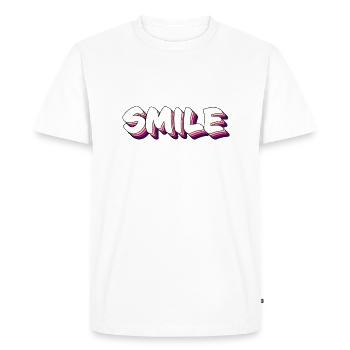 Smile word - Men's Premium Organic T-Shirt - white - Front - Nico (187cm)