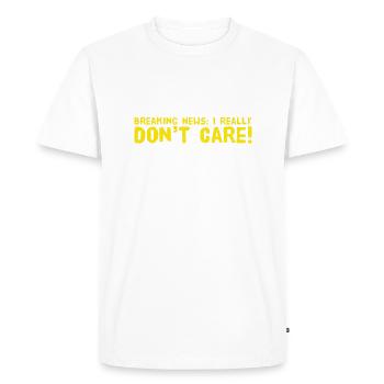 BREAKING NEWS: JE M’EN FICHE VRAIMENT. Nouveau design amusant - T-shirt Premium bio Homme - blanc - Devant - Nico (187cm)