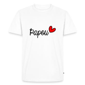 PAPOU. FÊTE DES PÈRES. BONNE FÊTE PAPA. PAPA - T-shirt Premium bio Homme - blanc - Devant - Nico (187cm)