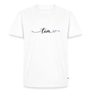 Tom Name Calligraphy Font - Men's Premium Organic T-Shirt - white - Front - Nico (187cm)
