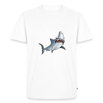 lustiger Haifisch - Männer Premium Bio T-Shirt - Weiß - Vorne - Nico (187cm)