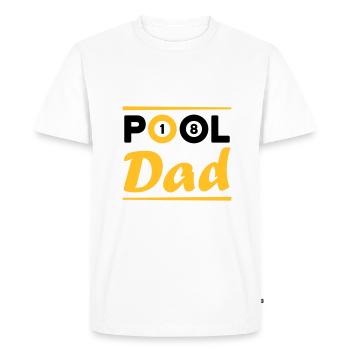 Pool dad (billiard balls 1 and 8, billiard cues) - Men's Premium Organic T-Shirt - white - Front - Nico (187cm)